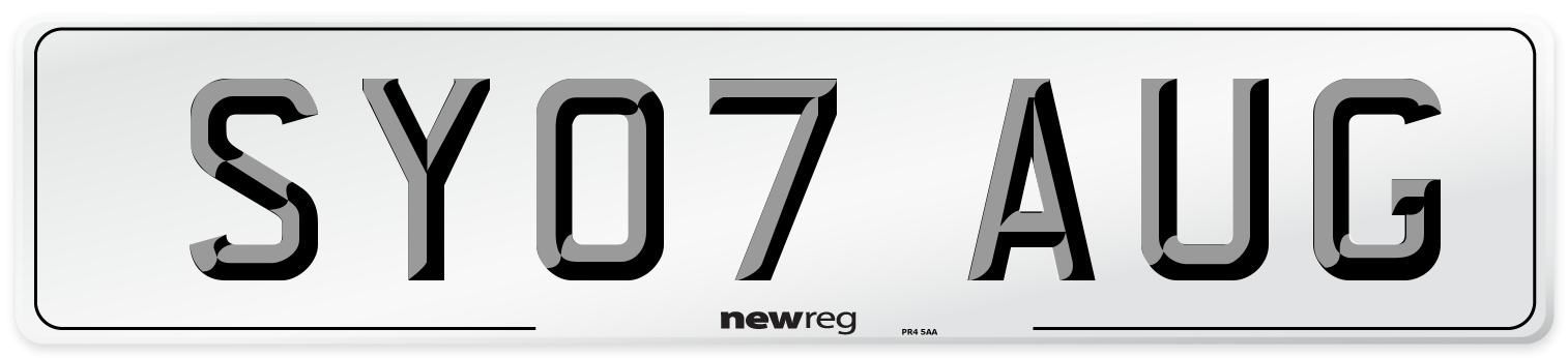 SY07 AUG Number Plate from New Reg